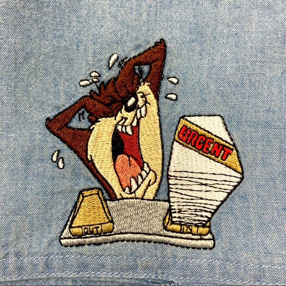 Warner Brothers Tasmanian Devil Shirt XXL blue chambray - Picture 7 of 9